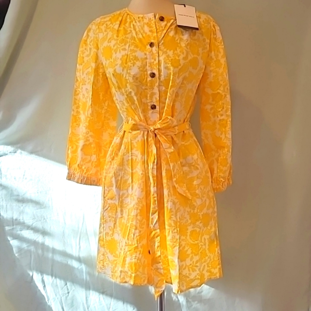 Who What Wear szM yellow flower dress w/ pockets NWT